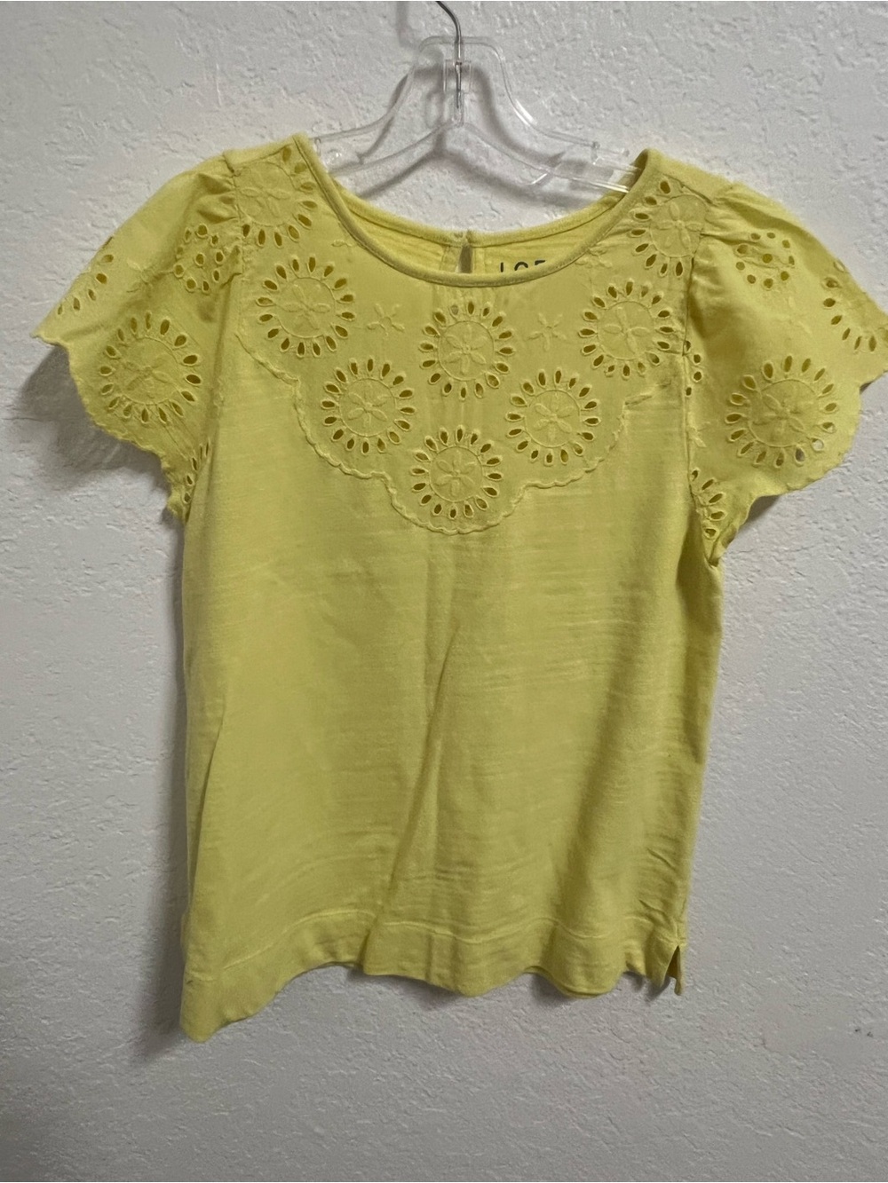 LOFT Lemon Eyelet Lace Short Sleeve Top